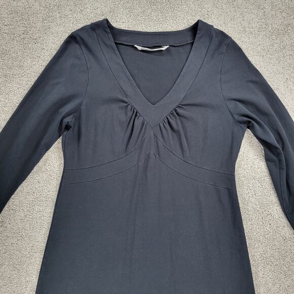Athleta Senorita Dress Womens L Black Long Sleeve V-neck Stretch Casual Cotton - Picture 7 of 11